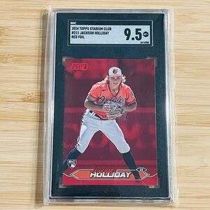 JACKSON HOLLIDAY 2024 Topps Stadium Club Red Foil Rookie RC Graded SGC 9.5 Mint+